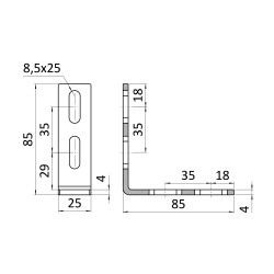 Montážny uholník 27-90° pre profily 27x18 a 28x30 Montážny uholník 27-90° pre profily 27x18 a 28x30